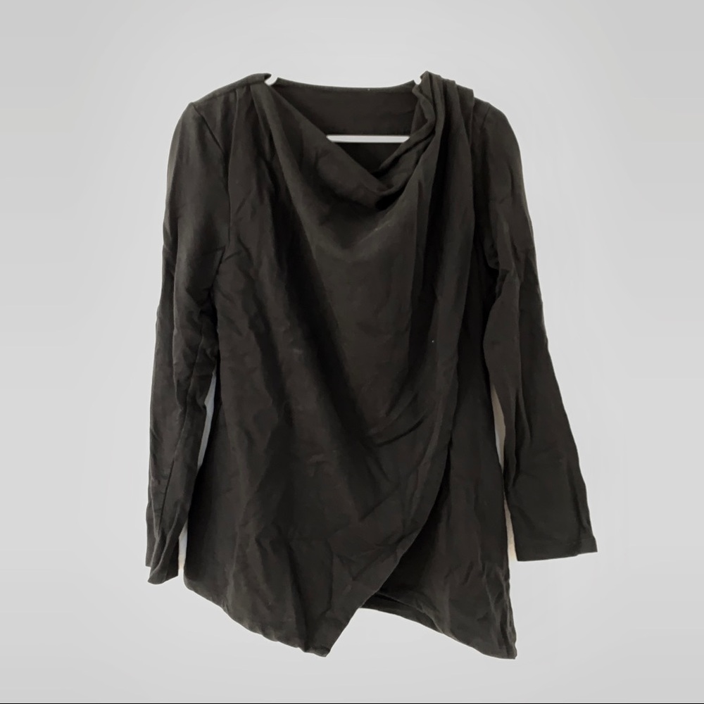 Hanes Black Asymmetric Draped Sweatshirt Tunic